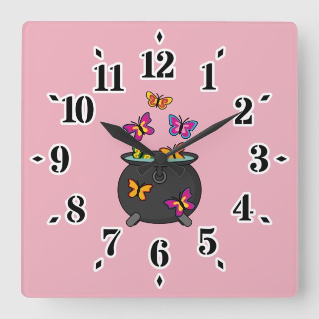 Magical Butterflies from a Cauldron Square Wall Clock (Front)