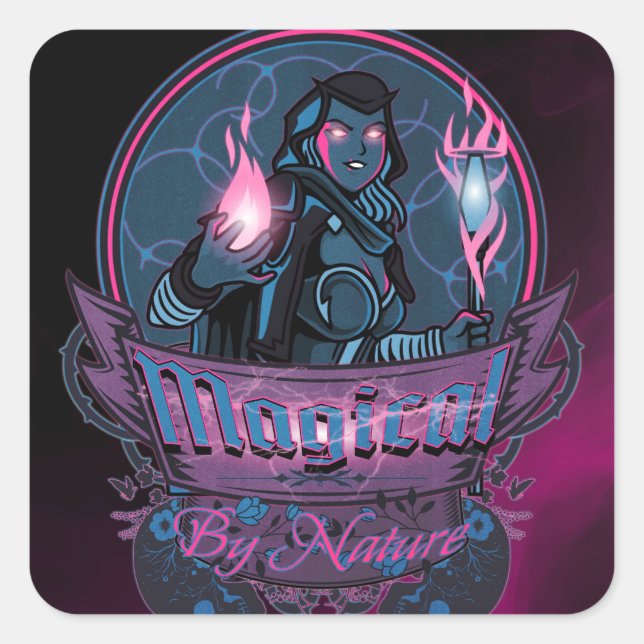 Magical By Nature Dark Mage Square Sticker (Front)