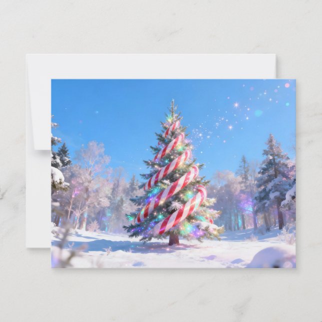 Magical Candy Cane Christmas Tree Holiday Card (Front)