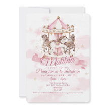 🎠✨ Magical Carousel Horse Birthday Invitations