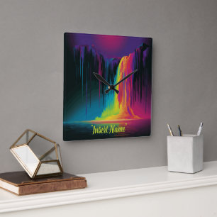 Magical cascade, captivating serenity square wall clock