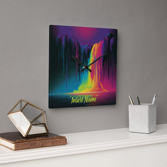 Magical cascade, captivating serenity square wall clock (Office)