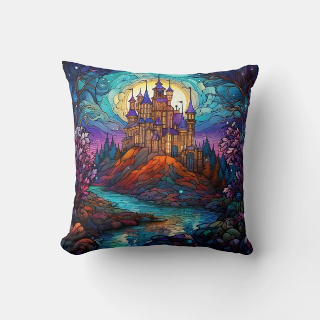 Magical Castle Stained Glass Cushion (Front)