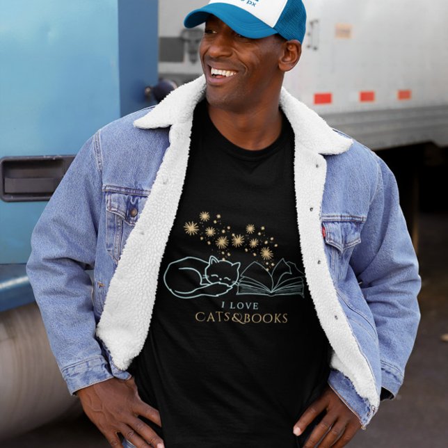 Magical Cat & Book Lover Night Art T-Shirt (Creator Uploaded)