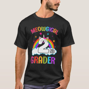 Magical Cat Unicorn Rainbow 2Nd Grade Student Back T-Shirt