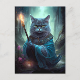 Magical Cat Whimsical Fantasy Art Postcard