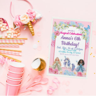 Magical Celebration Princess Unicorn Birthday Invitation