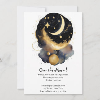 Magical Celestial Baby Shower Moon Stars Theme Invitation