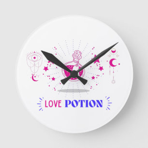 Magical celestial coloured 'Love Potion' design Round Clock