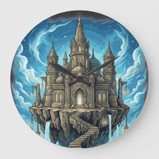Magical Celestial Floating Castle In The Clouds Large Clock