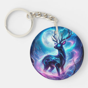 Magical Celestial Stag Round Acrylic Keychain