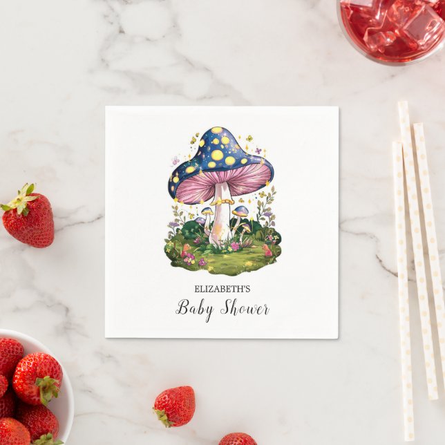 Magical Charming Mushroom Baby Shower Napkin (Insitu)