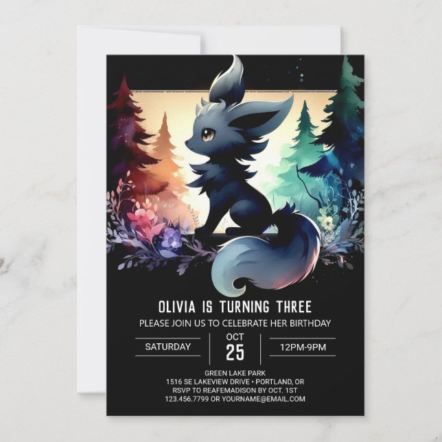 Magical Children Wolf Birthday Invitation (Front)