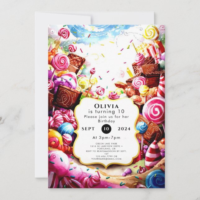 Magical Children's Candyland Birthday Invitation (Front)