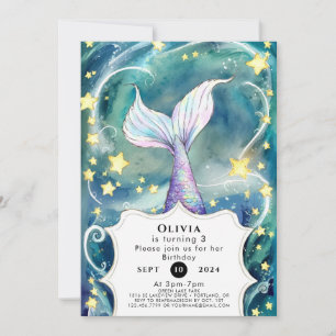 Magical Children's Mermaid Birthday Invitation