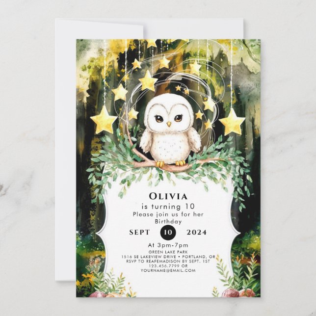 Magical Children's Owl Birthday Invitation (Front)