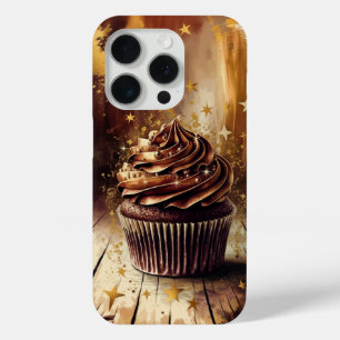 Magical Chocolate Cupcake with Gold Stars iPhone 15 Pro Case