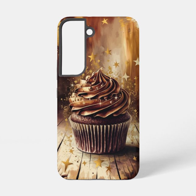 Magical Chocolate Cupcake with Gold Stars Samsung Galaxy S22 Case (Back)