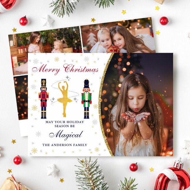 Magical Christmas Ballerina Nutcracker 5 Photo  Holiday Card (Creator Uploaded)