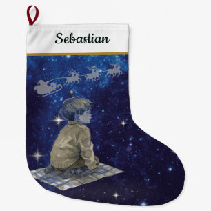 Magical Christmas Boy Stocking – Navy Silver