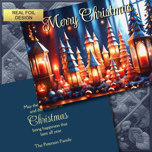 Magical Christmas Candles Tablescape Foil Holiday Card (Creator Uploaded)