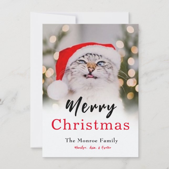 Magical Christmas Cat Photo Holiday Card (Front)