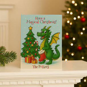 Magical Christmas Dragon Holiday Card