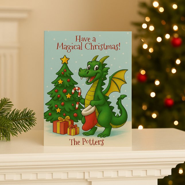 Magical Christmas Dragon Holiday Card (An enchanting Christmas greeting)