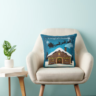 Magical Christmas Eve   Santa's Sleigh & Cosy Log  Cushion
