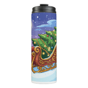 Magical Christmas Eve Sleigh Ride with Festive Thermal Tumbler