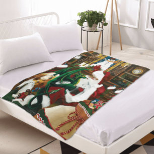 Magical Christmas Fantasy Santa Dragon Yule Cosy Fleece Blanket