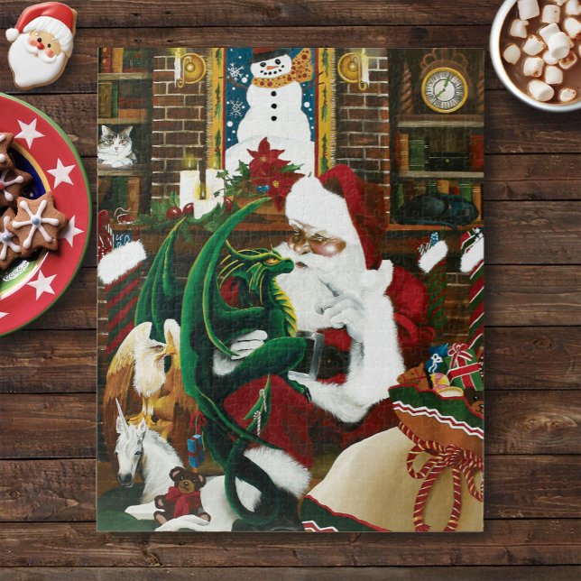 Magical Christmas Fantasy Santa Dragon Yule Cosy Jigsaw Puzzle (Creator Uploaded)