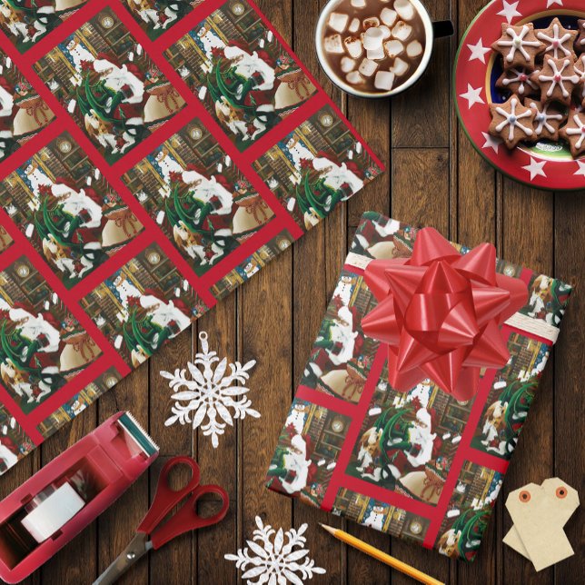 Magical Christmas Fantasy Santa Dragon Yule Cosy Wrapping Paper (Creator Uploaded)
