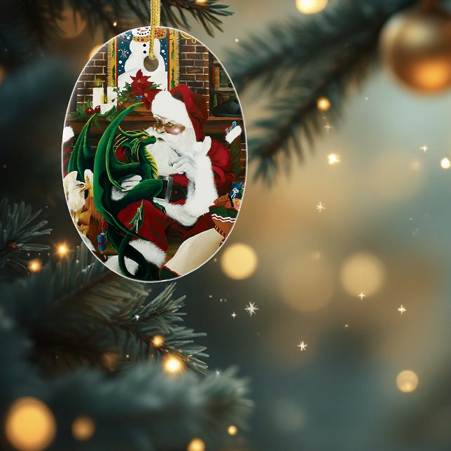 Magical Christmas Fantasy Santa Dragon Yule Cozy Ceramic Tree Decoration (Creator Uploaded)