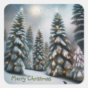Magical Christmas Forest Square Sticker