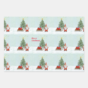 Magical Christmas Gnome Wrapping Paper Set