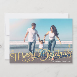 Magical Christmas gold script greeting card