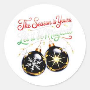 Magical Christmas Golden Glow & Snowflake Holiday  Classic Round Sticker