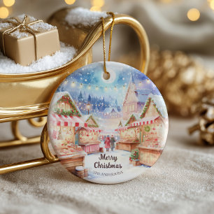 Magical Christmas Market Winter Wonderland Ceramic Ornament