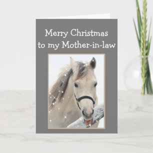 Magical Christmas Mother-in-law Wishes Snow Horse Card