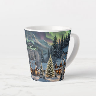 Magical Christmas, Mountain Village, Polar Lights Latte Mug