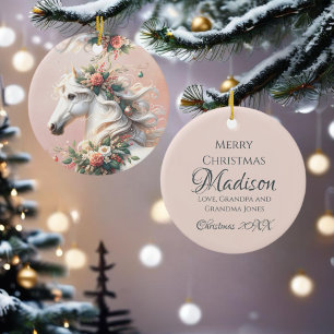 Magical Christmas New Year Horse Ceramic Ornament