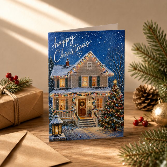 Magical Christmas Night Snowy House Greeting  Card (Creator Uploaded)