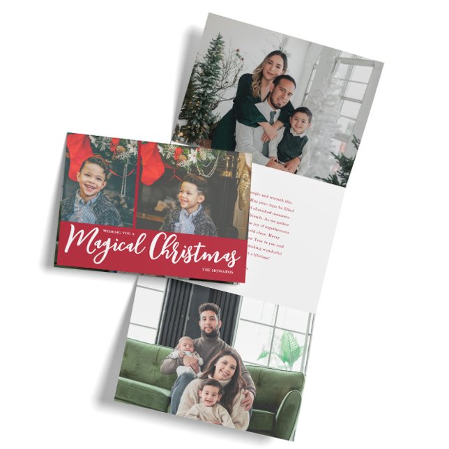Magical Christmas Photo Collage Tri-Fold Holiday Card (Creator Uploaded)