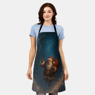 Magical Christmas Santa in Snowy Canyon Apron