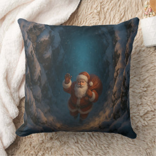 Magical Christmas Santa in Snowy Canyon Cushion