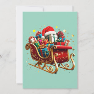 Magical Christmas Santa Sleigh & Festive Holiday Card