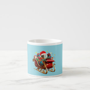 Magical Christmas Santa Sleigh & Festive Holiday Espresso Cup