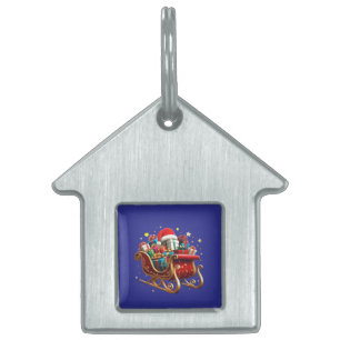 Magical Christmas Santa Sleigh & Festive Holiday Pet ID Tag