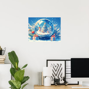 Magical Christmas Snow Globe Poster
